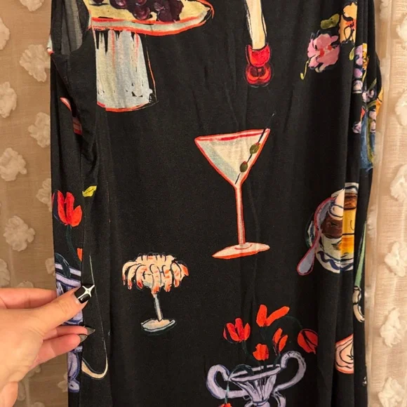 Lisa Says Gah Black Dress with Colorful Print - Picture 3 of 3